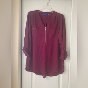 Apt 9 Long Sleeve Blouse with Silver Accents